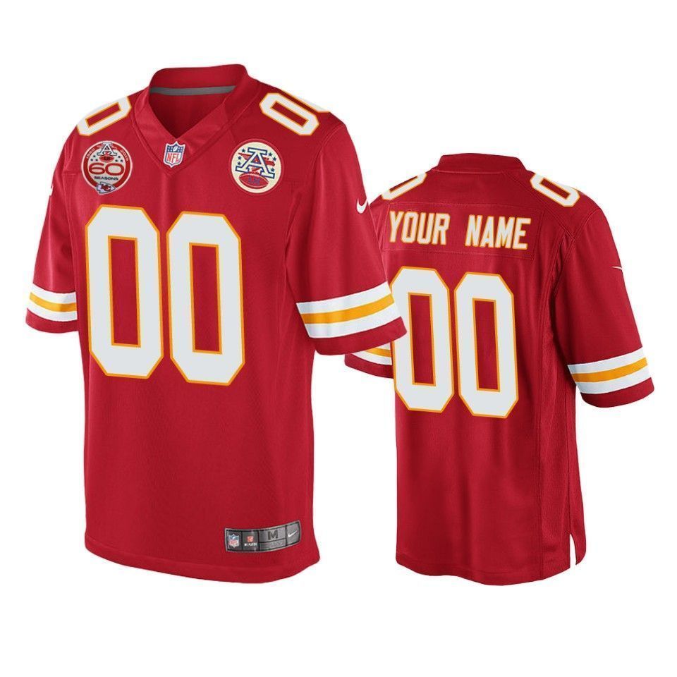 Kansas City Chiefs Custom Red 60Th Anniversary Game 3D Jersey