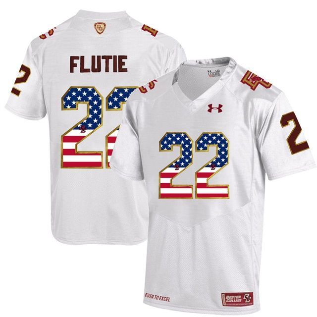 Male Boston College Eagles Doug Flutie White 2017 Us Flag 3D Jersey