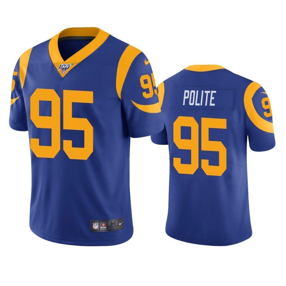 Los Angeles Rams Jachai Polite Royal 100Th Season Vapor Limited 3D Jersey