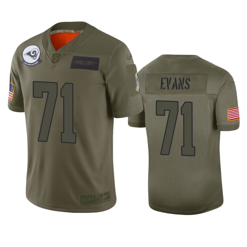 Los Angeles Rams Bobby Evans Camo 2021 Salute To Service Limited 3D Jersey