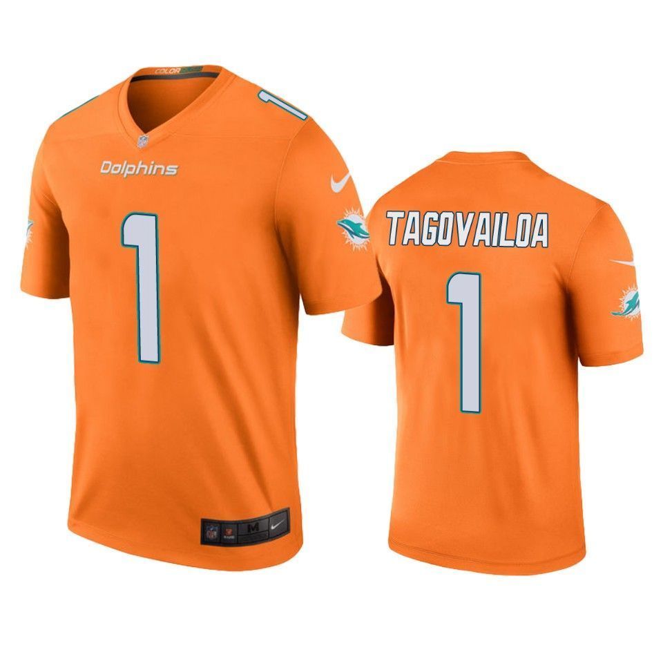 Miami Dolphins Tua Tagovailoa Orange Color Rush Legend 3D Jersey