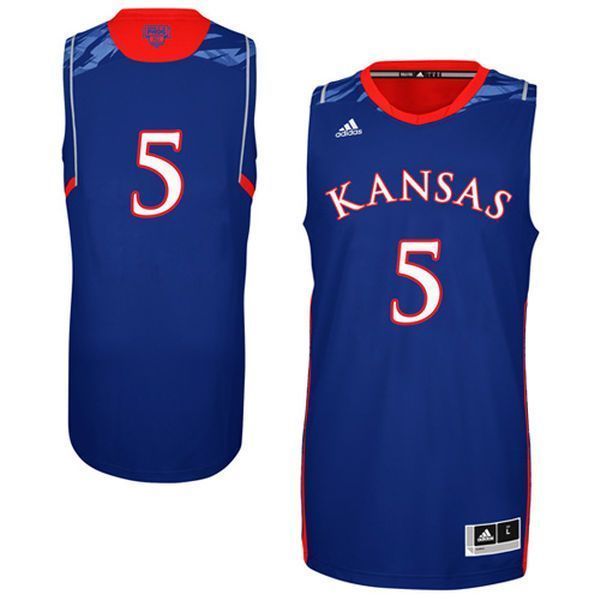 Kansas Jayhawks 5 Royal Blue Basketball 3D Jersey