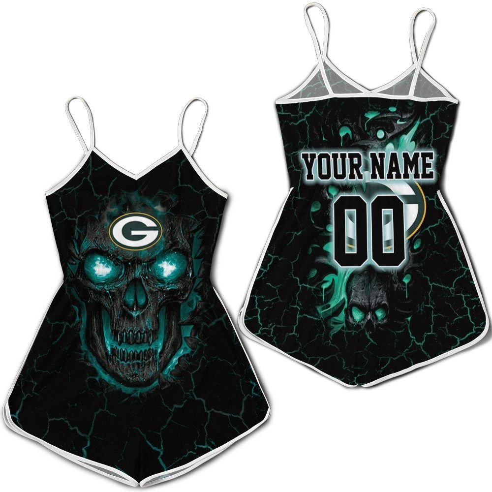 Lava Skull Green Bay Packers 3D Personalized Romper All-Over Print