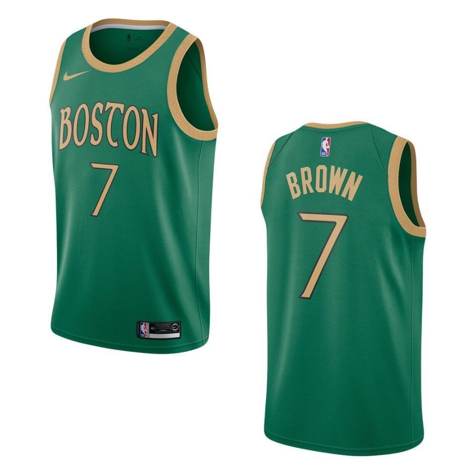 2021 20 Boston Celtics 7 Jaylen Brown City Swingman Kelly Green 3D Jersey