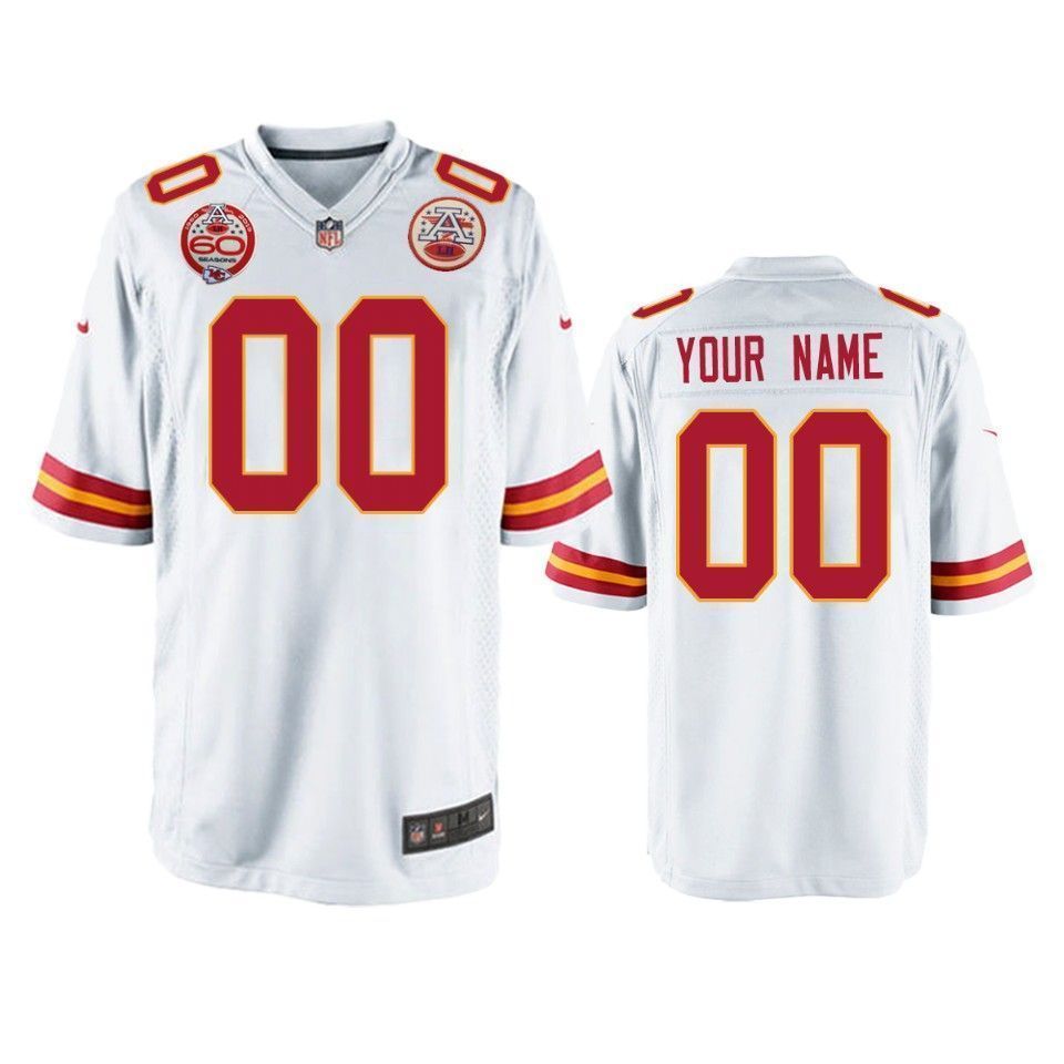 Kansas City Chiefs Custom White 60Th Anniversary Game 3D Jersey