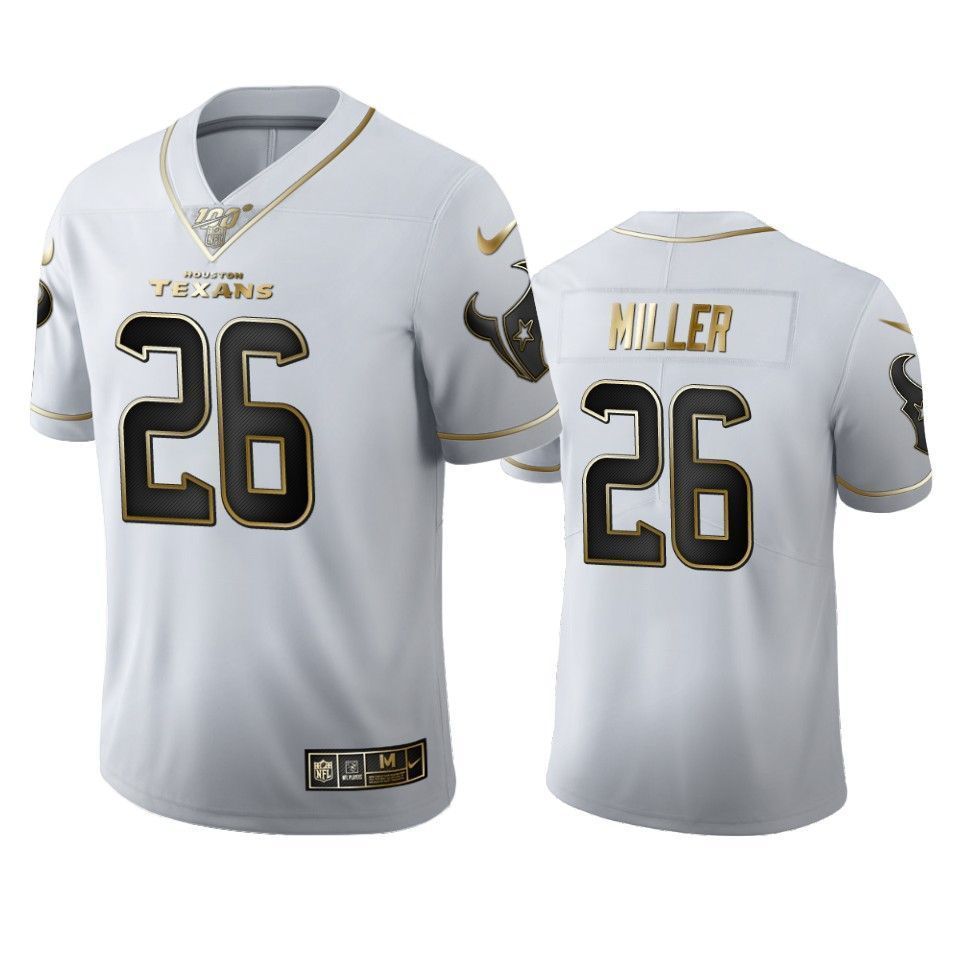 Lamar Miller Texans White 100Th Season Golden Edition 3D Jersey