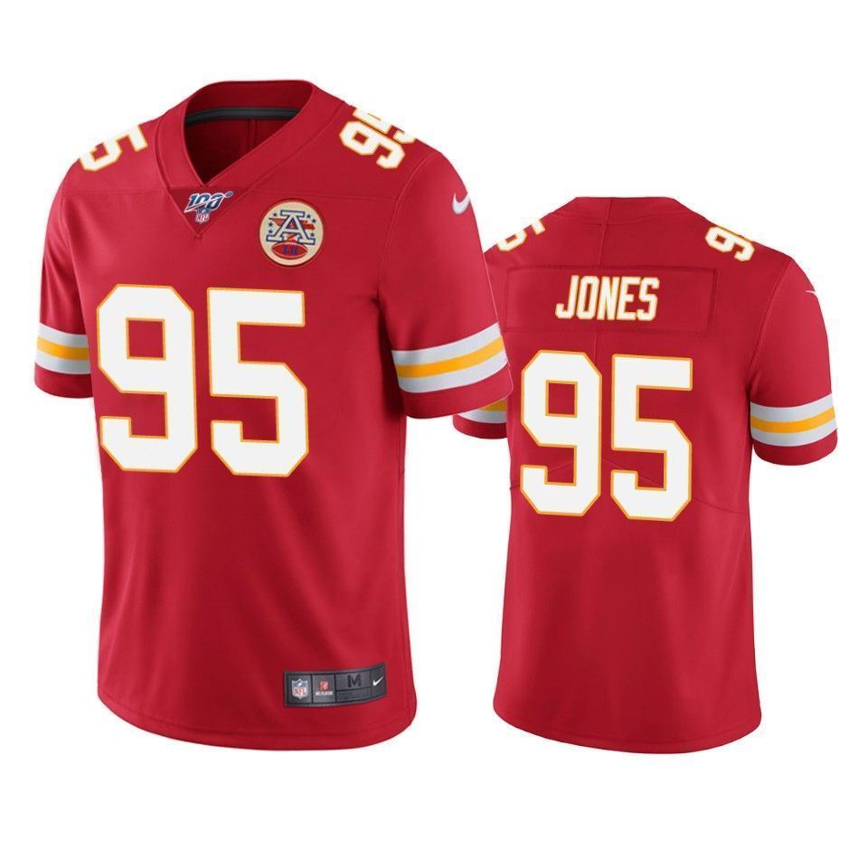 Kansas City Chiefs Chris Jones Red 100Th Season Vapor Limited 3D Jersey