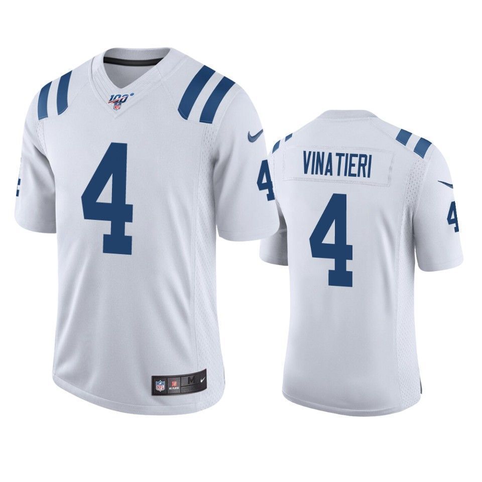 Indianapolis Colts Adam Vinatieri White 100Th Season Vapor Limited 3D Jersey