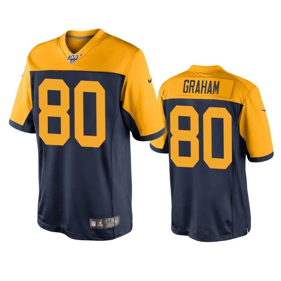 Green Bay Packers Jimmy Graham Navy 100Th Season Throwback 3D Jersey