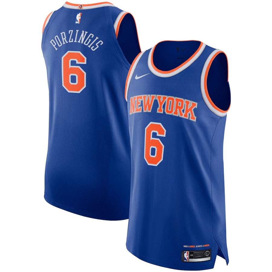 Kristaps Porzingis New York Knicks Player Blue Icon Edition 3D Jersey