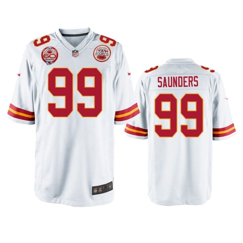 Kansas City Chiefs Khalen Saunders White 60Th Anniversary Game 3D Jersey