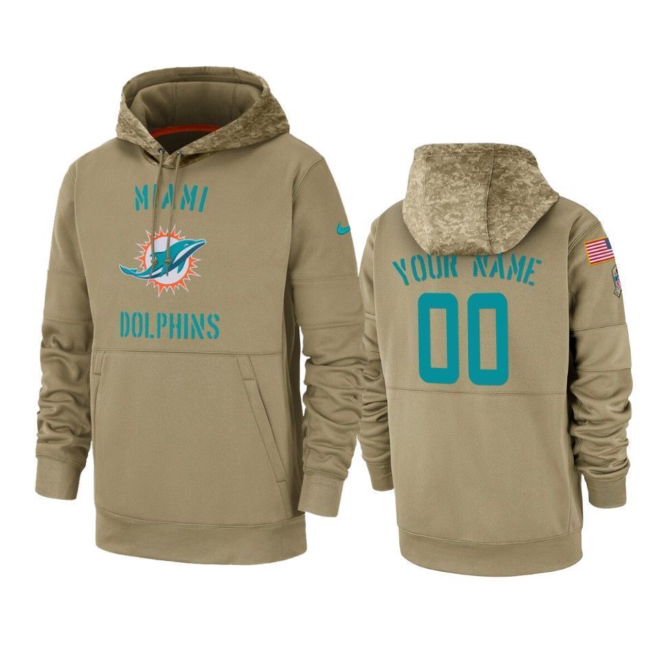 Dolphins Custom 2019 Salute To Service Tan Sideline Therma Hoodie All-Over Print