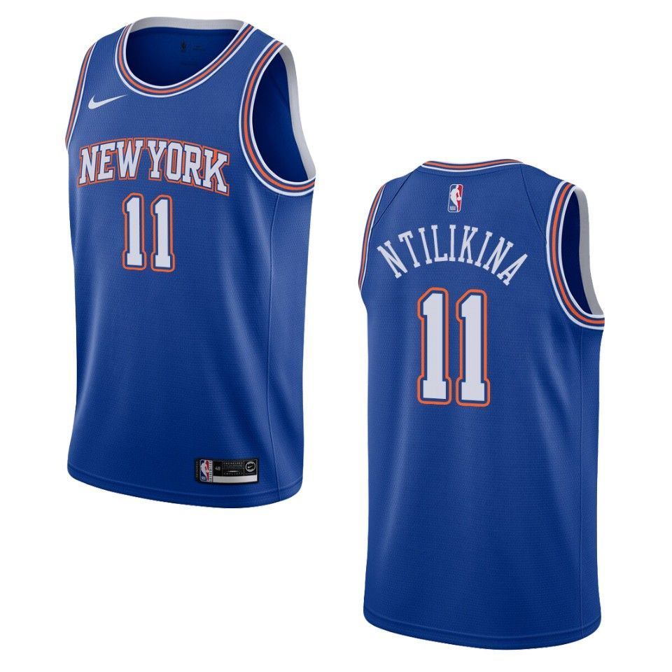 2021 20 New York Knicks 11 Frank Ntilikina Statement Swingman Navy 3D Jersey