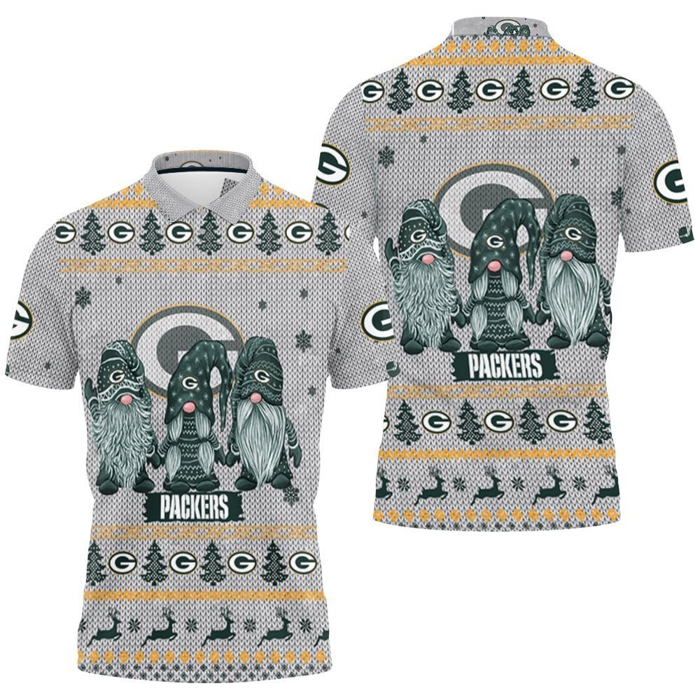 Christmas Gnomes Green Bay Packers Ugly Christmas 3D Jersey Polo Shirt