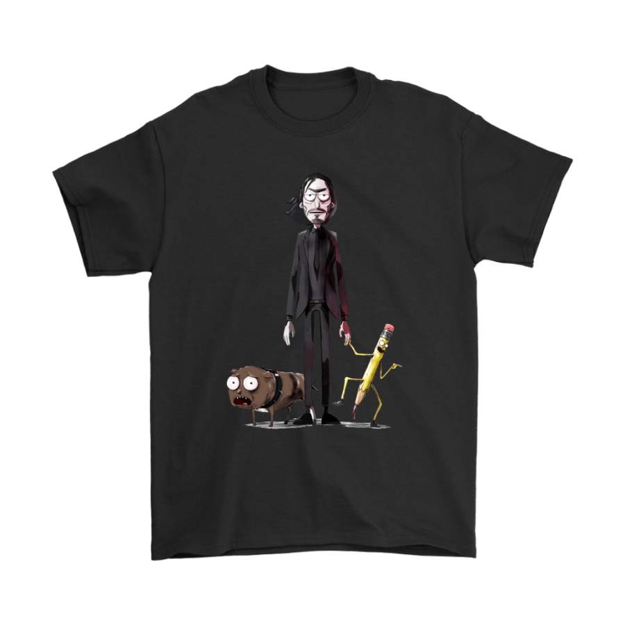 John Wick Dog And Pencil In Rick And Morty Style Shirts