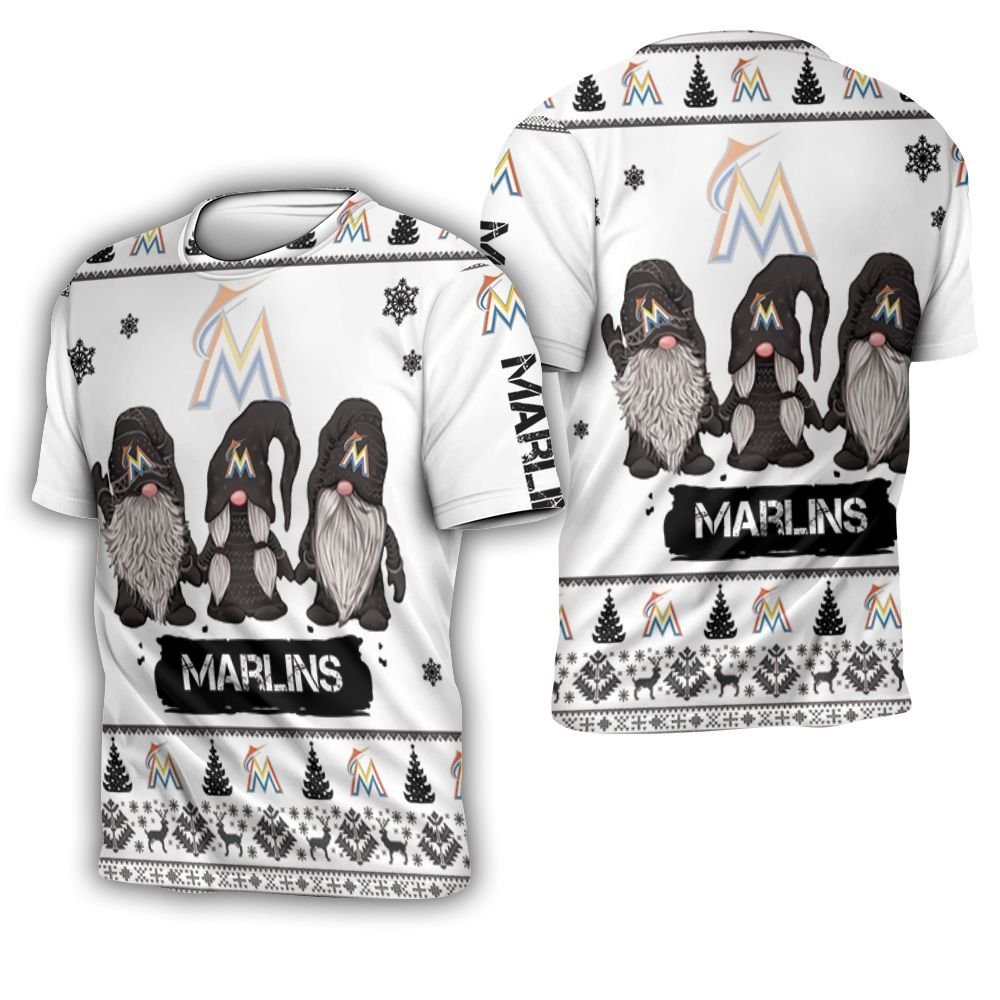 Christmas Gnomes Miami Marlins Ugly Sweatshirt Christmas 3D 3D T-Shirt