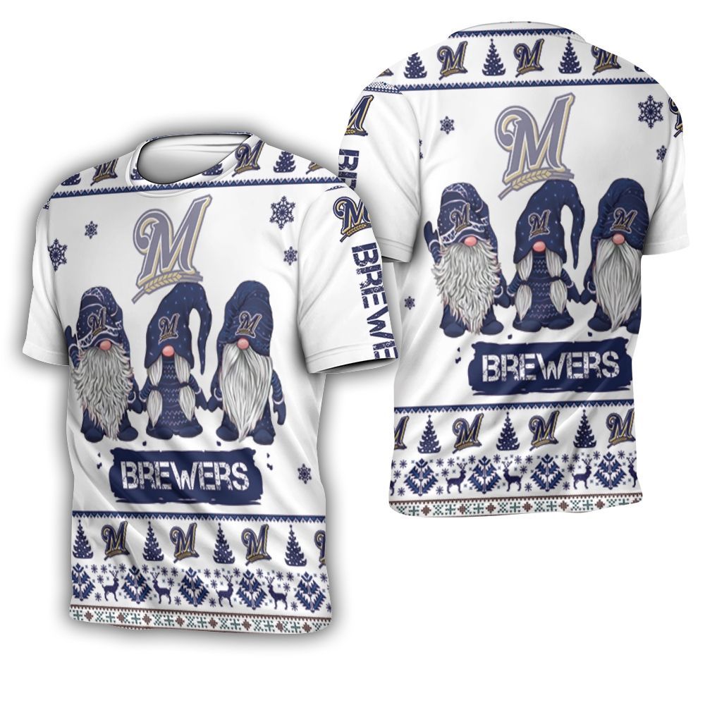 Christmas Gnomes Milwaukee Brewers Ugly Sweatshirt Christmas 3D 3D T-Shirt