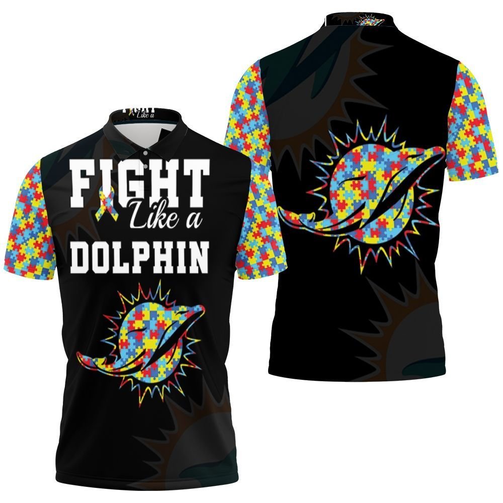 Fight Like A Dolphins Autism Support Polo Shirt