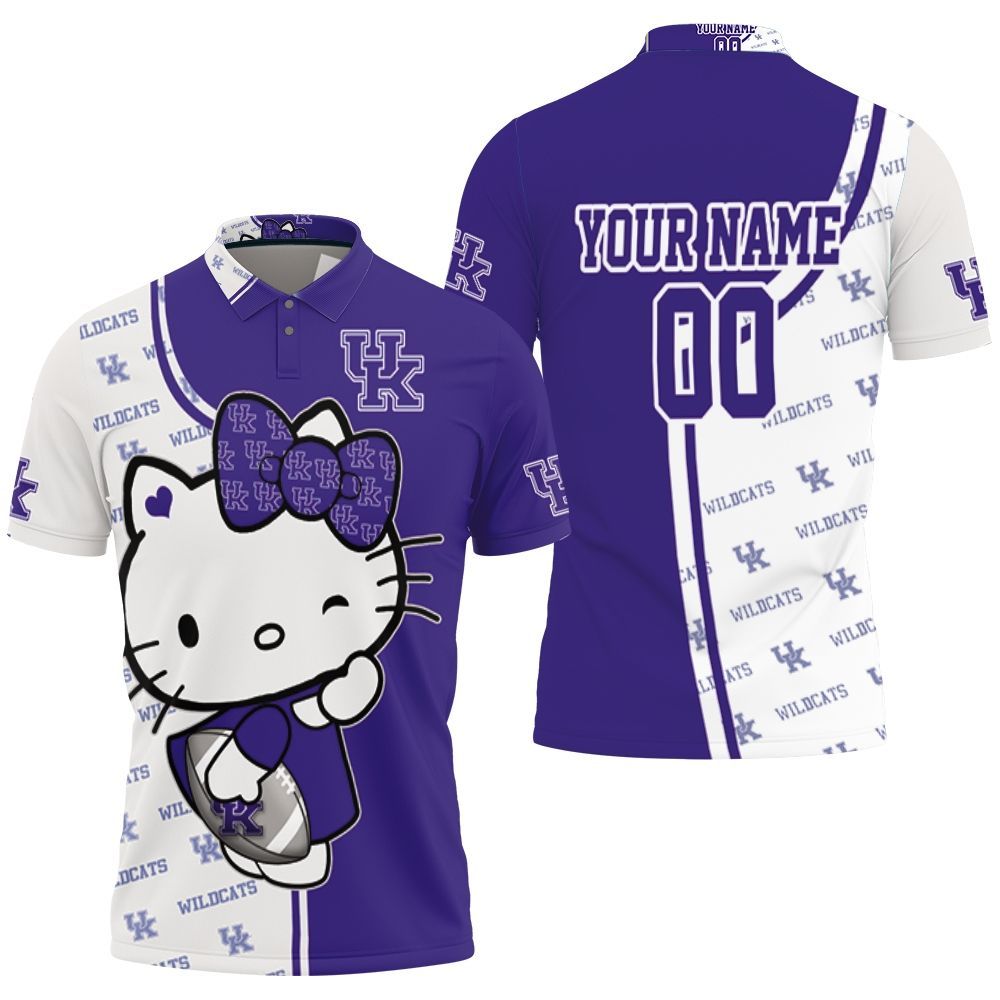 Hello Kitty Hug Kentucky Wildcats Logo 3D Personalized Polo Shirt