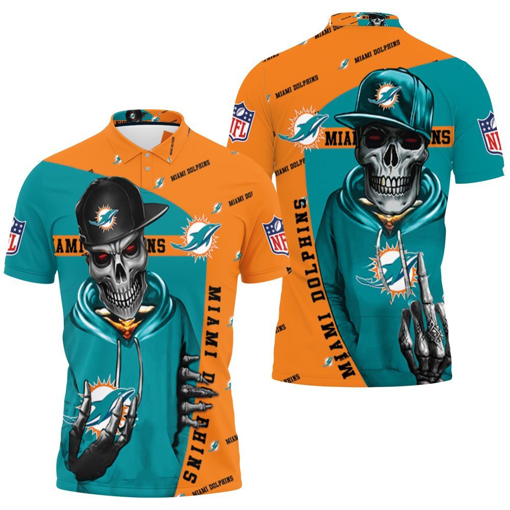 Dolphins Hip Hop Skull 3D Jersey Polo Shirt