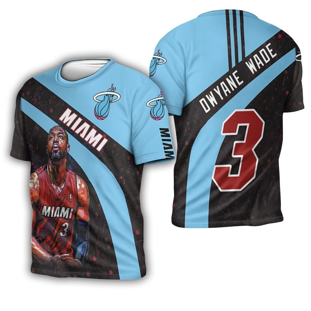 Dwyane Wade 3 Miami Heat Oil Paint Art Legend For Fan 3D T-Shirt