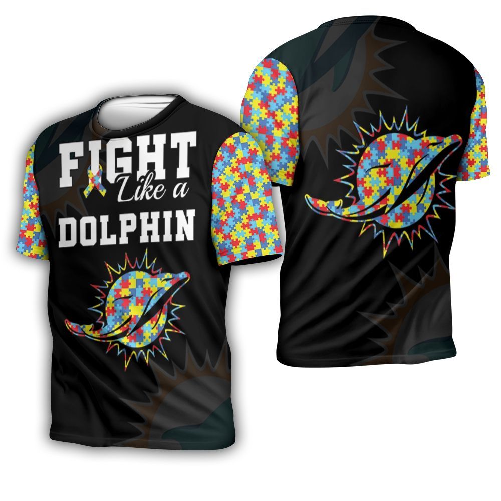 Fight Like A Dolphins Autism Support 3D T-Shirt