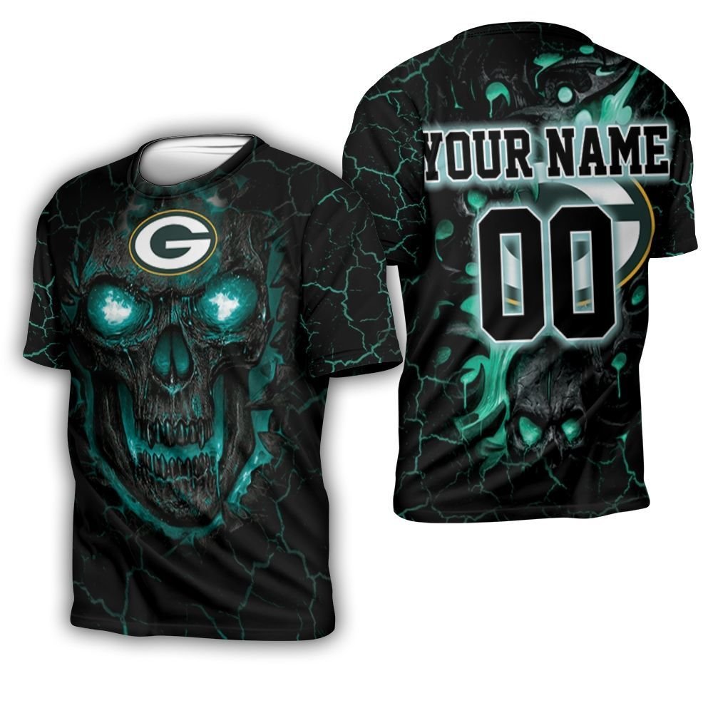 Lava Skull Green Bay Packers 3D Personalized 3D T-Shirt