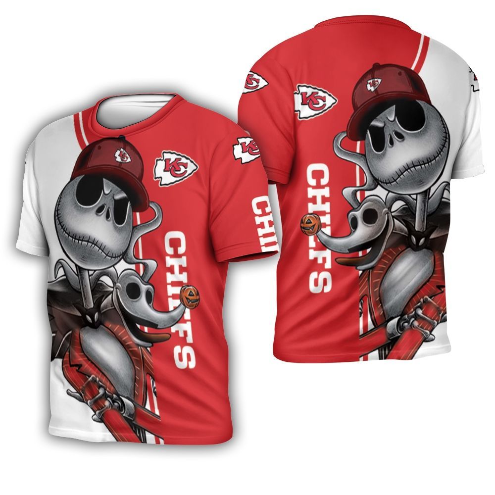 Kansas City Chiefs Jack Skellington And Zero 3D T-Shirt