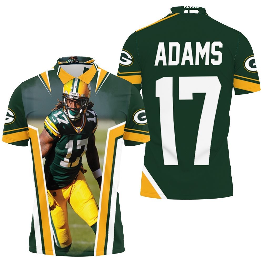 Green Bay Packer Davante Adams Legend 17 Yellow Green Polo Shirt