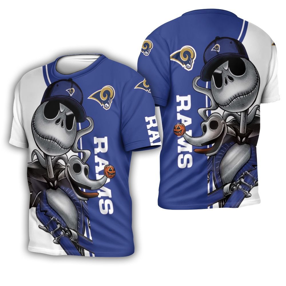 Los Angeles Rams Jack Skellington And Zero 3D T-Shirt