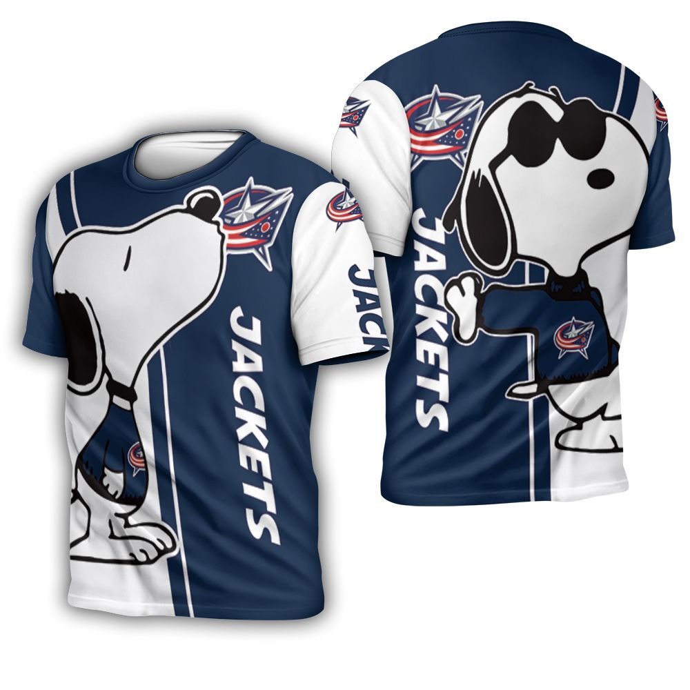 Columbus Blue Jackets Snoopy Lover 3D Printed 3D T-Shirt