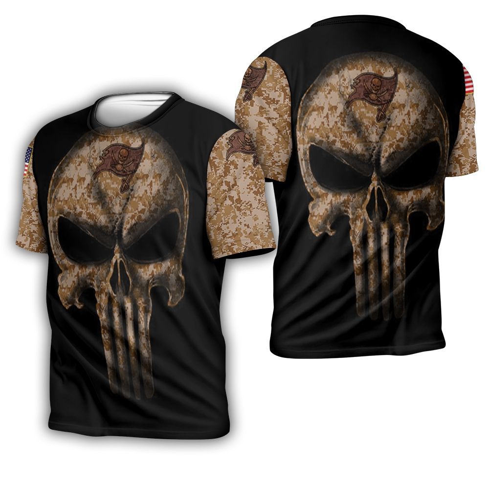 Camouflage Skull Tampa Bay Buccaneers American Flag 3D T-Shirt