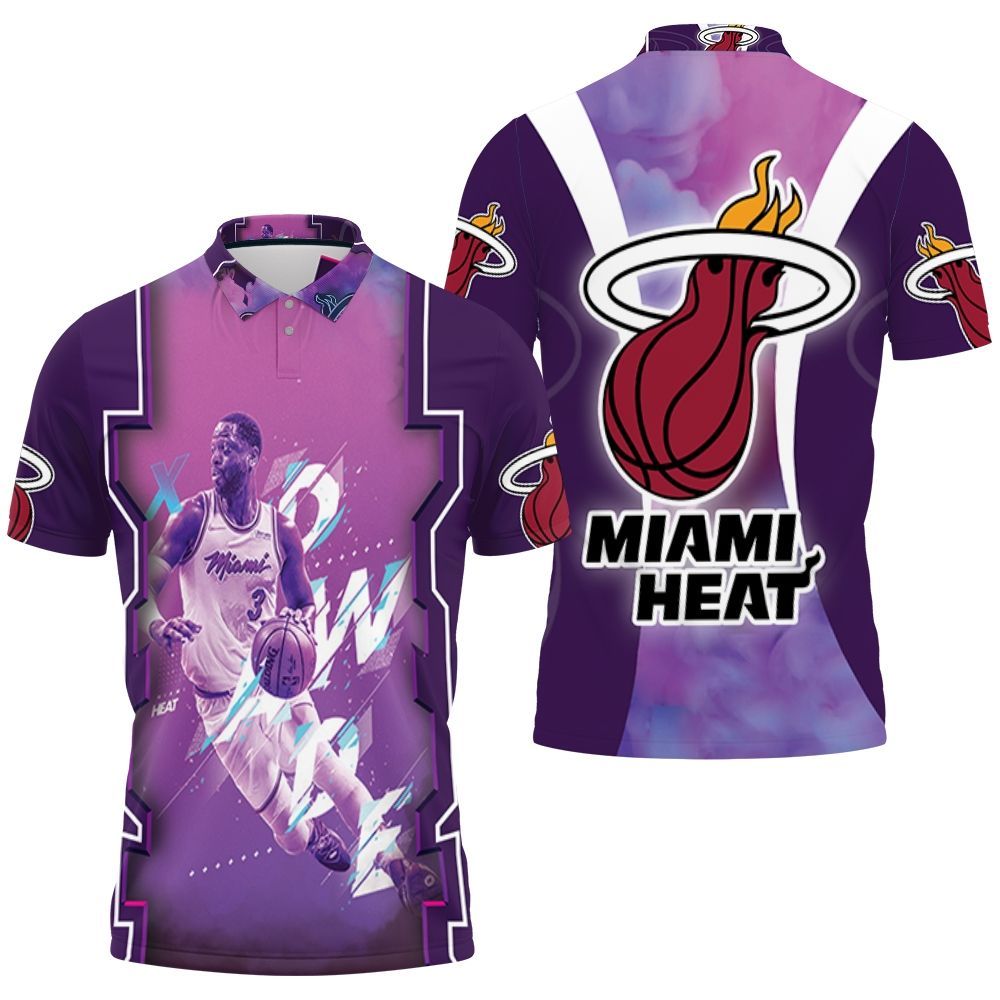 Dwyane Wade 3 Miami Heat Legend Vice Background For Fan Polo Shirt