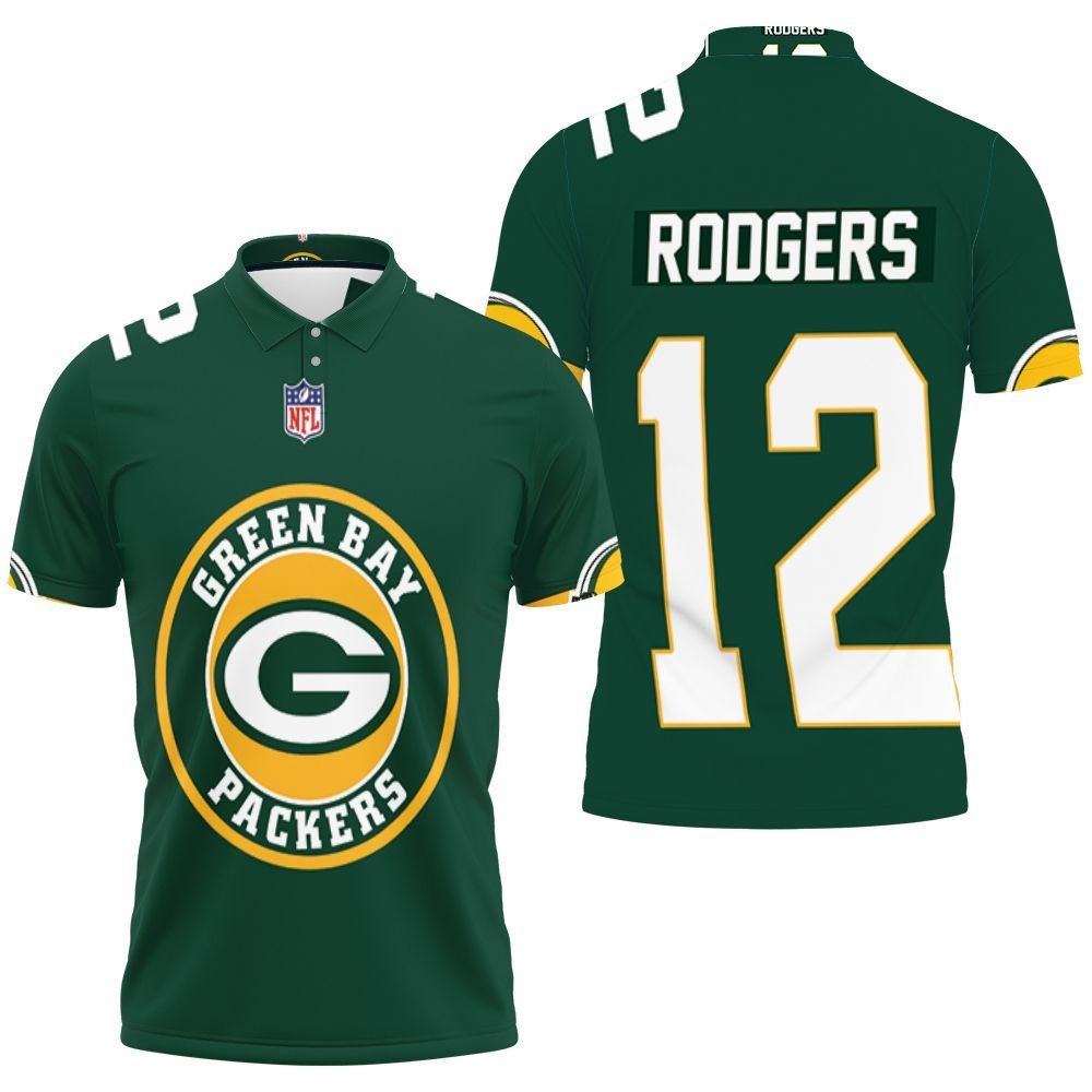 Green Bay Packers Aaron Rodgers 12 3D Jersey Polo Shirt