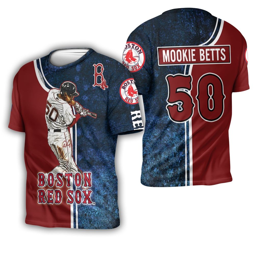 50 Mookie Betts Boston Red Sox 3D T-Shirt