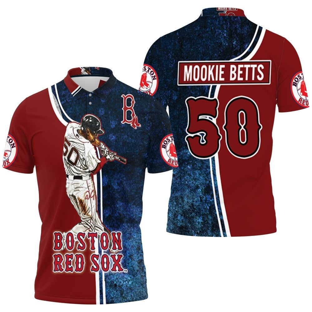 50 Mookie Betts Boston Red Sox Polo Shirt