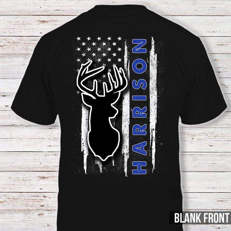 Thin Blue Line Police Name Hunting Flag Thin Blue Line Personalized Police Shirt