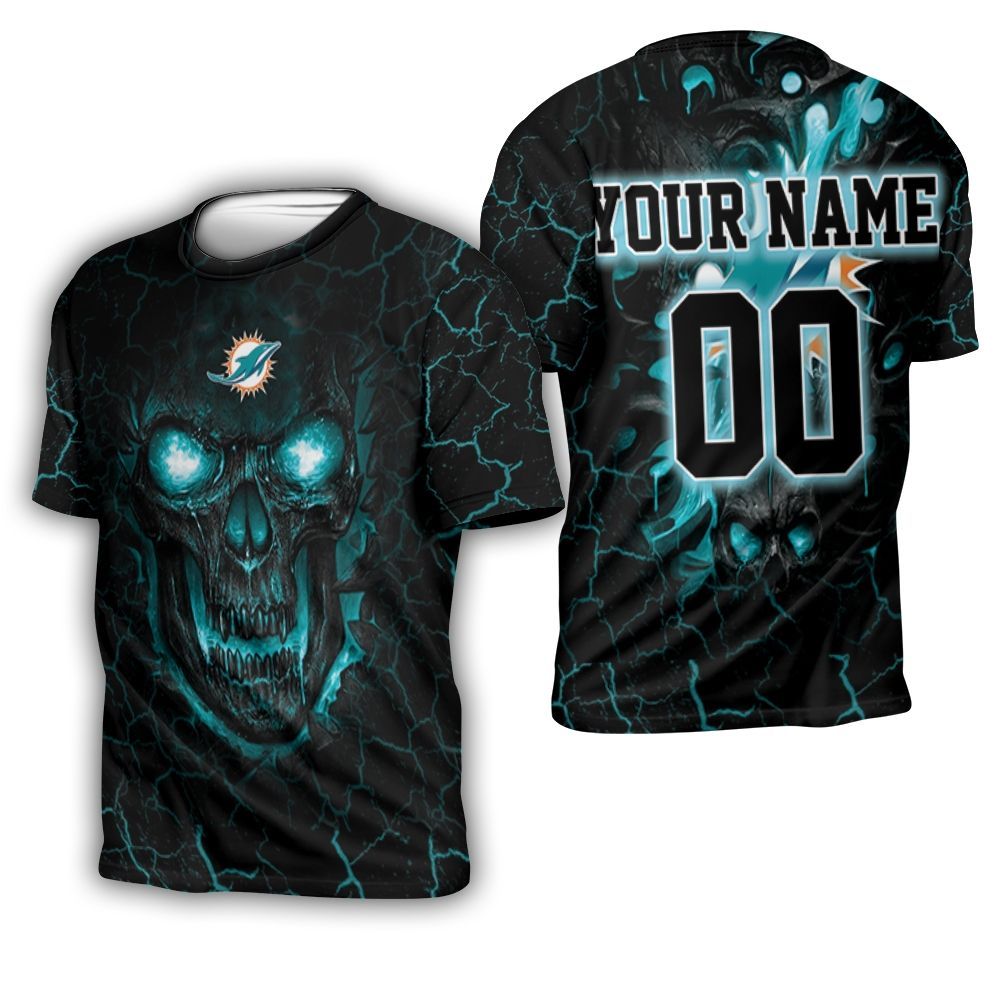 Lava Skull Miami Dolphins 3D Personalized 3D T-Shirt