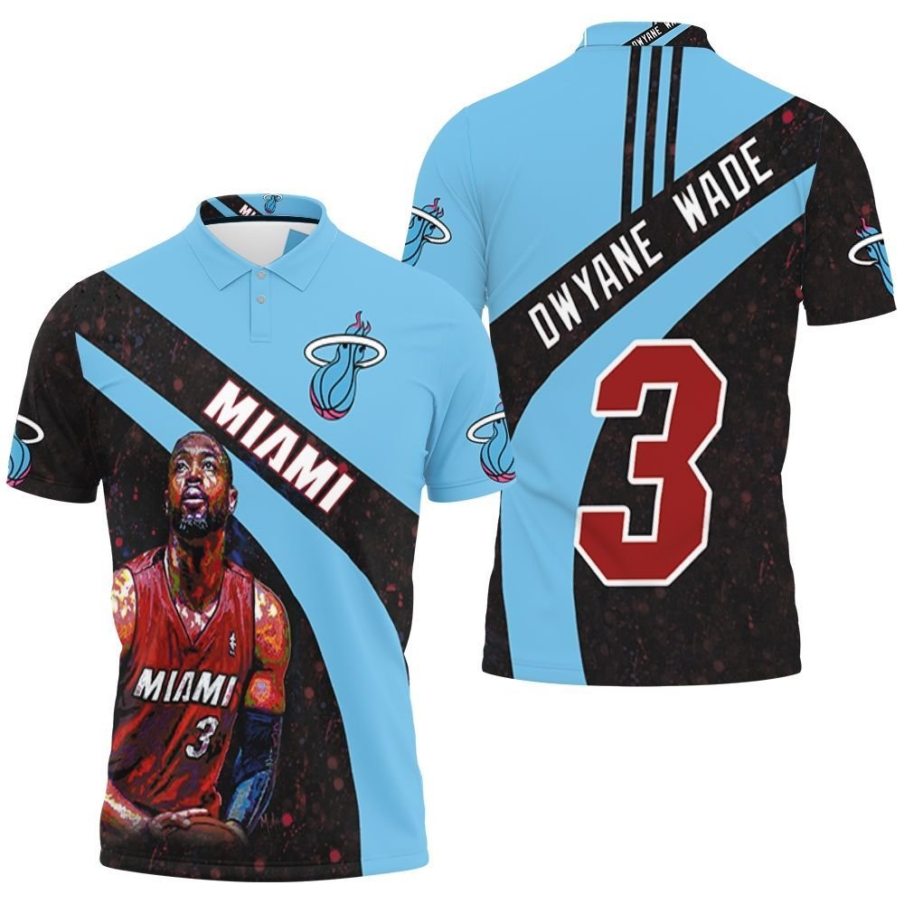 Dwyane Wade 3 Miami Heat Oil Paint Art Legend For Fan Polo Shirt