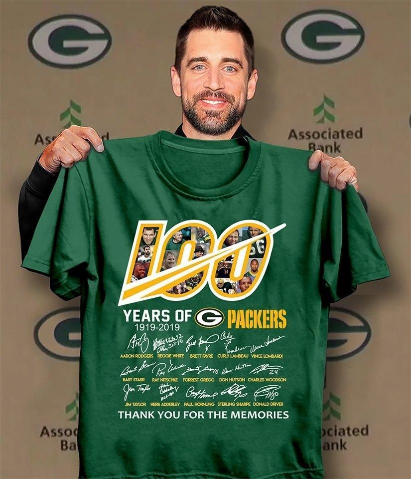 100 Years Of Green Bay Packers Thank You For The Memories Signature Shirt T Shirt Hoodie Sweater Tshirt Hoodie Sweater