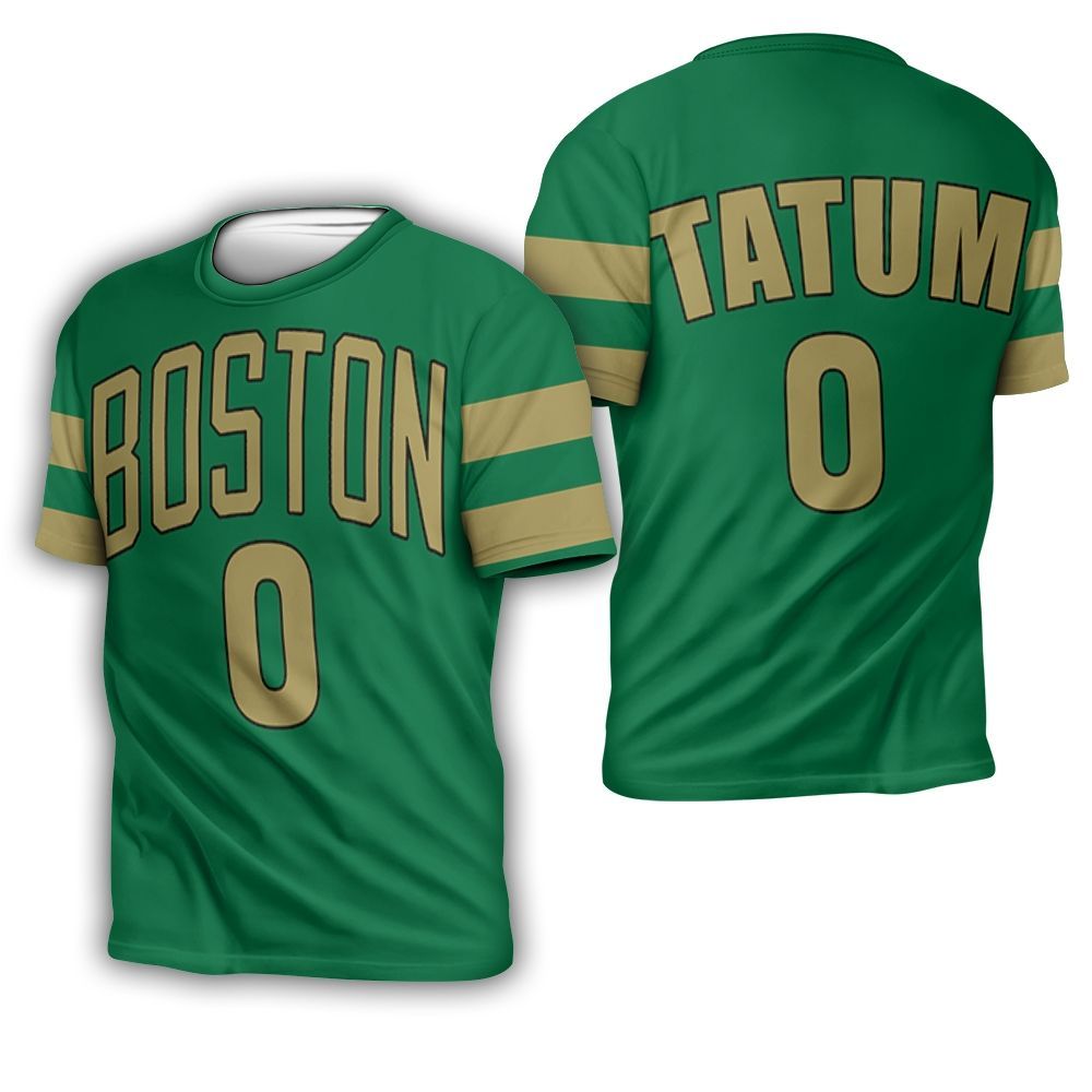 Jayson Tatum Boston Celtics 2020 Finished City Edition Kelly Green Jersey 3D T-Shirt