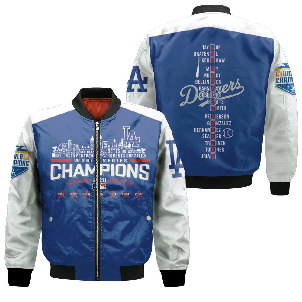 Los Angeles Dodgers Team Name World Series Champions 3D T Shirt Hoodie Sweater (3) Bomber Jacket