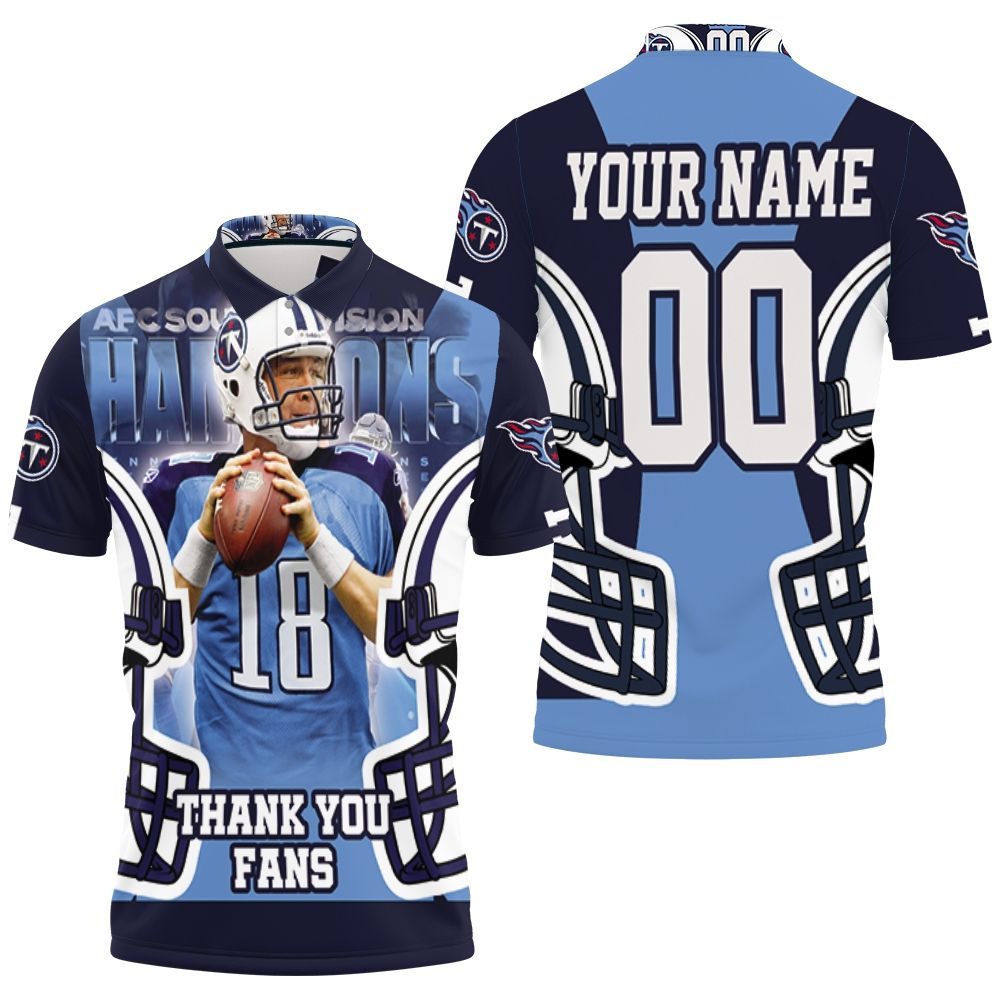 Josh Stewart 18 Tennessee Titans Afc South Champions Super Bowl 2021 Personalized Polo Shirt