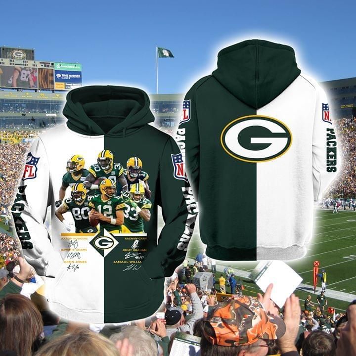 Green Bay Packers Signed Fan 3D T Shirt Hoodie Sweater 3D Hoodie Sweater Tshirt