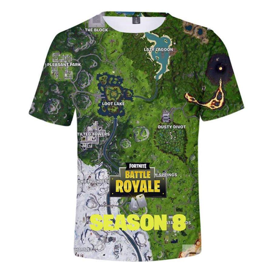 Fortnite Short Sleeve Season 8 Map Print T-shirt