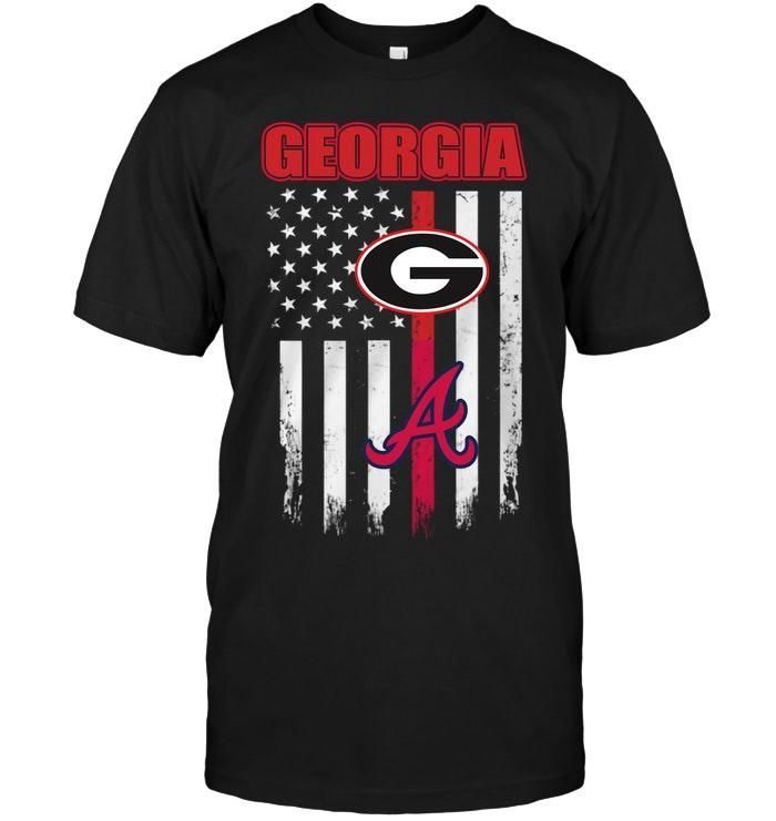 Georgia Georgia Bulldogs Atlanta Braves American Flag Shirt T Shirt Hoodie, Hoodie Sweater