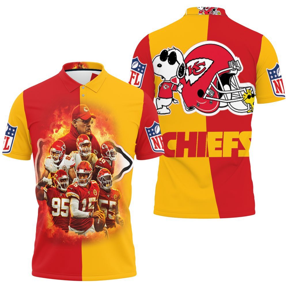 Snoopy Kansas City Chiefs Helmet Afc West Division Champions Super Bowl 2021 Polo Shirt