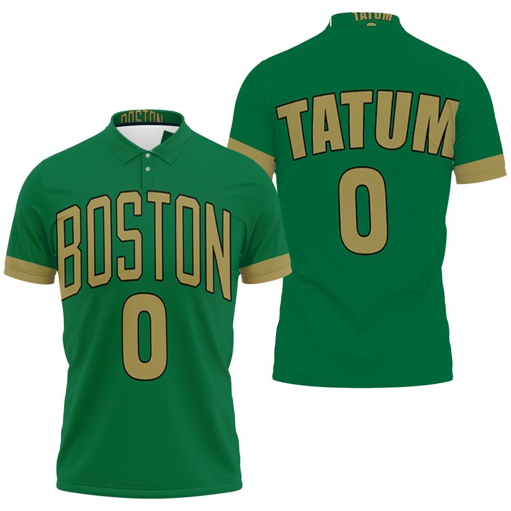 Jayson Tatum Boston Celtics 2020 Finished City Edition Kelly Green Jersey Polo Shirt