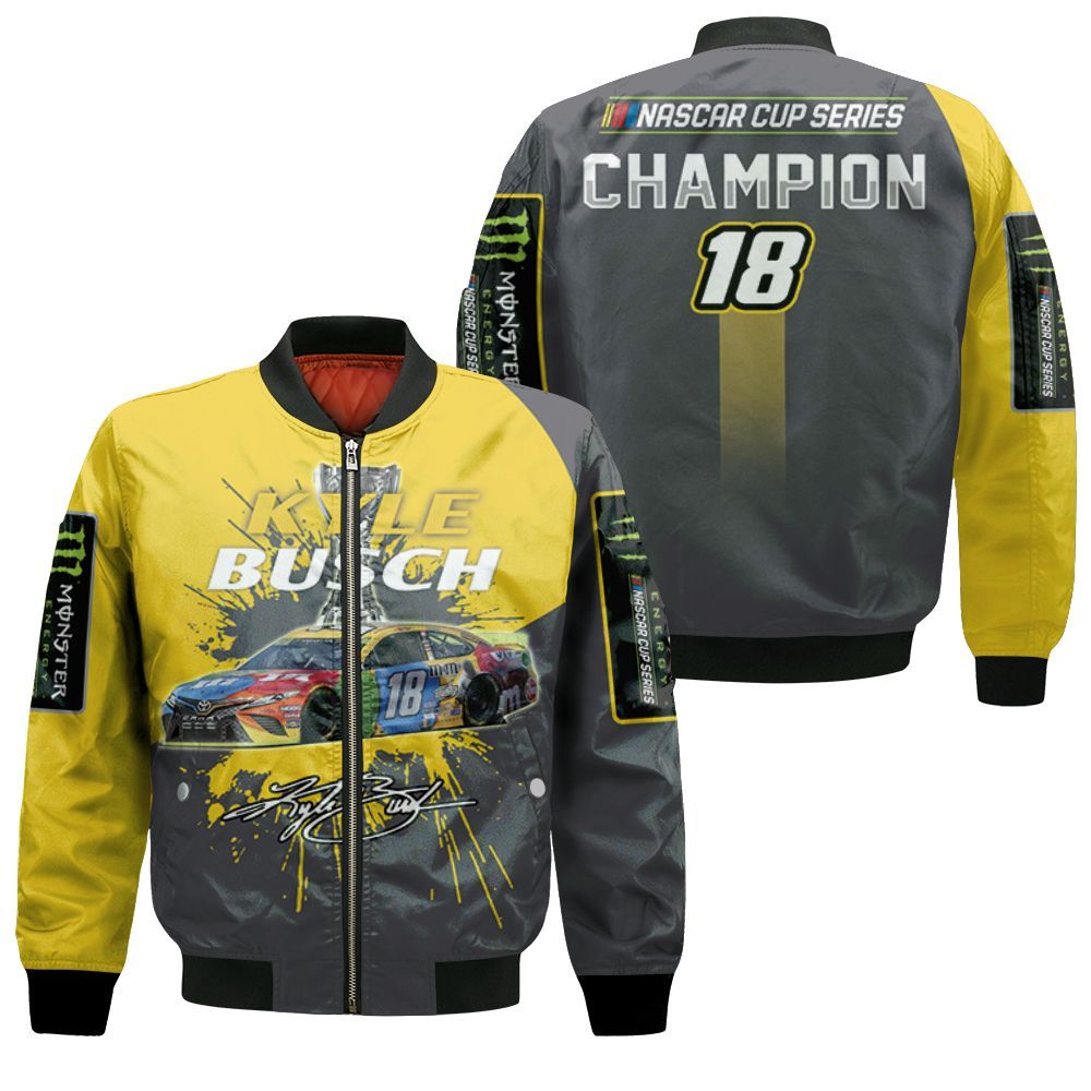 Kyle Busch Nascar Champion 2019 Signed Fan 3D T Shirt Hoodie Sweater Bomber Jacket