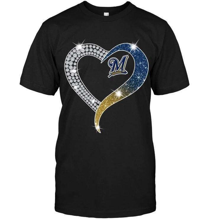 Milwaukee Brewers Glitter Diamond Heart Shirt T Shirt Hoodie Sweater Tshirt Hoodie Sweater